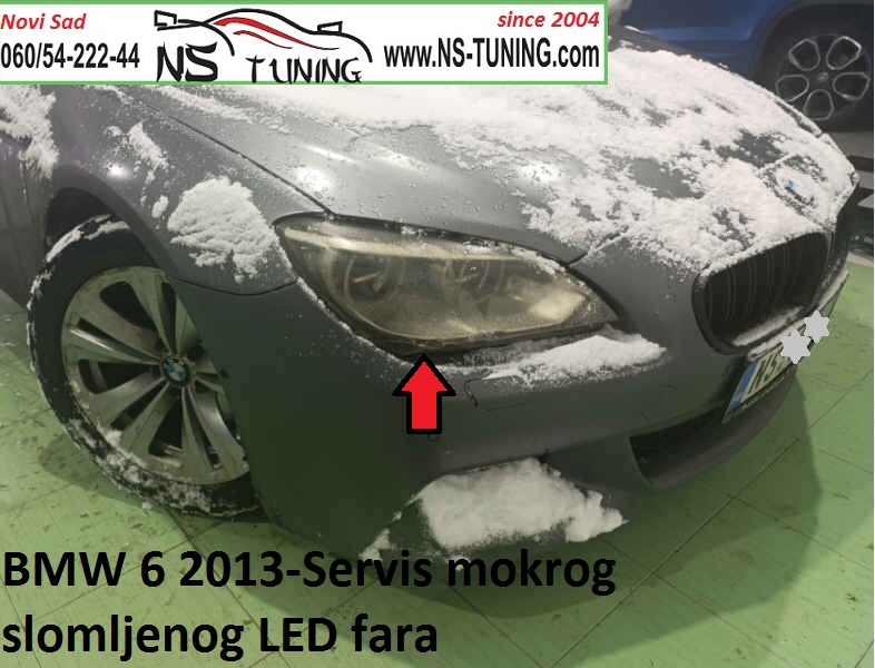 bmw 6 f06 2012 2013 2014 2015 reparacija mokar slomljen far staklo servis farova novi sad ns tuning